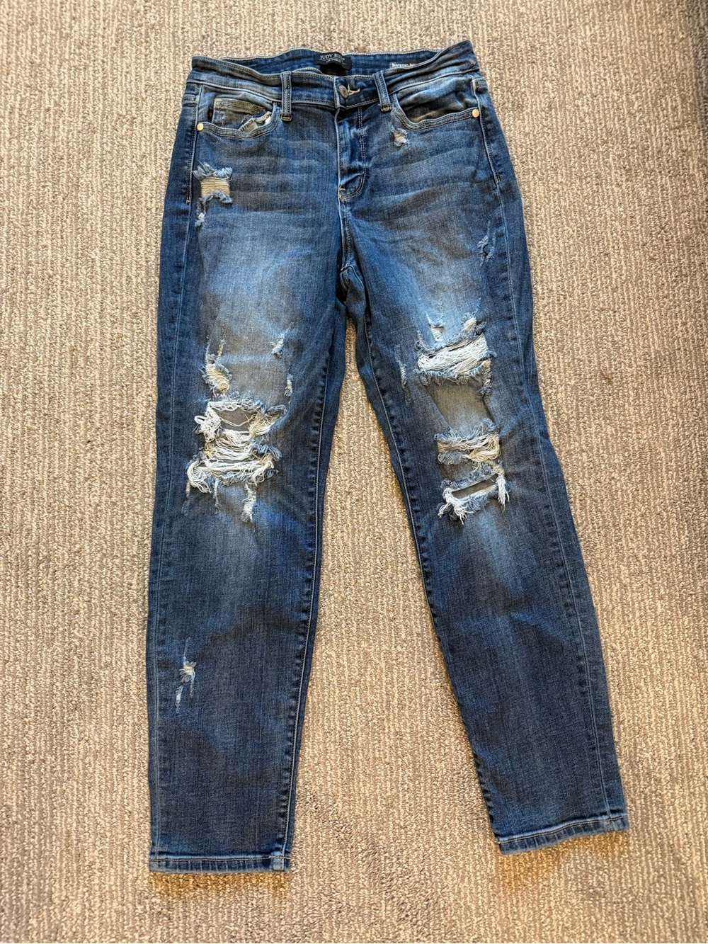 Judy Blue Boyfriend Fit Distressed Jeans Women’s Size 9/29 Mid Rise Stretch